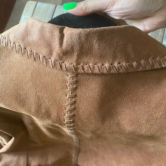 Margaret Godfrey suede long length leather jacket/trench. - Picture 4 of 9